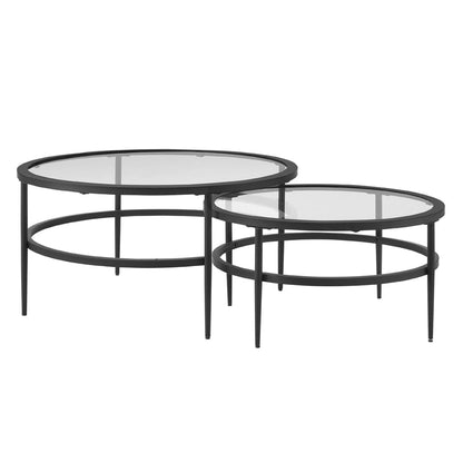 DUS-CC2-02307 Grade-B Dusk Glass Round Nesting Coffee Tables RRP £129.00