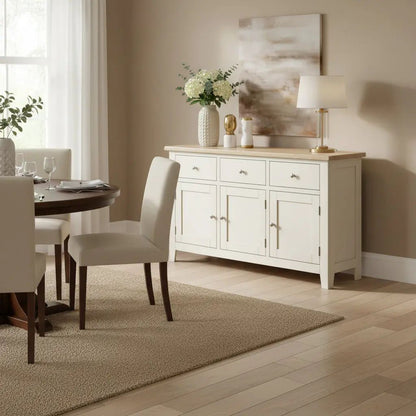 Roseland Grade B Furniture Bramley Coconut White & Oak Large Sideboard RRP £589.95
