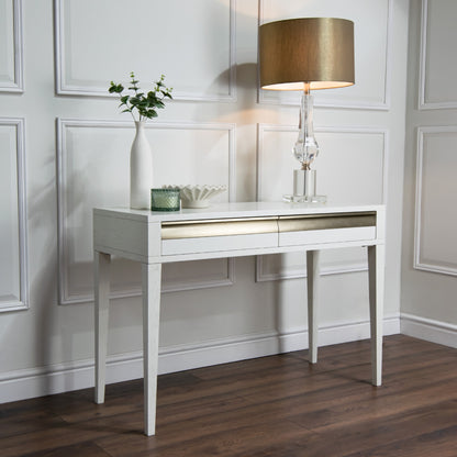RV Astley Grade A Rhona White and Brass 2 Drawer Dressing Table RRP £826