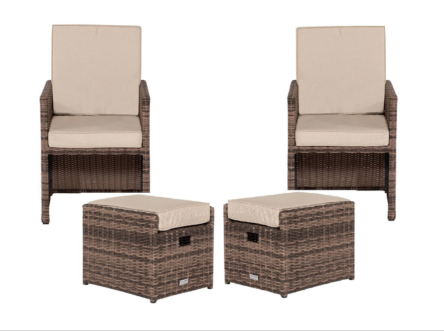 Rattan Grade A Direct Barcelona Truffle Garden Cube Chair & Footstools Set of 2 RRP £565