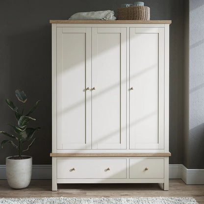 Roseland Grade B Furniture Farro Cream & Oak Triple Wardrobe RRP £685