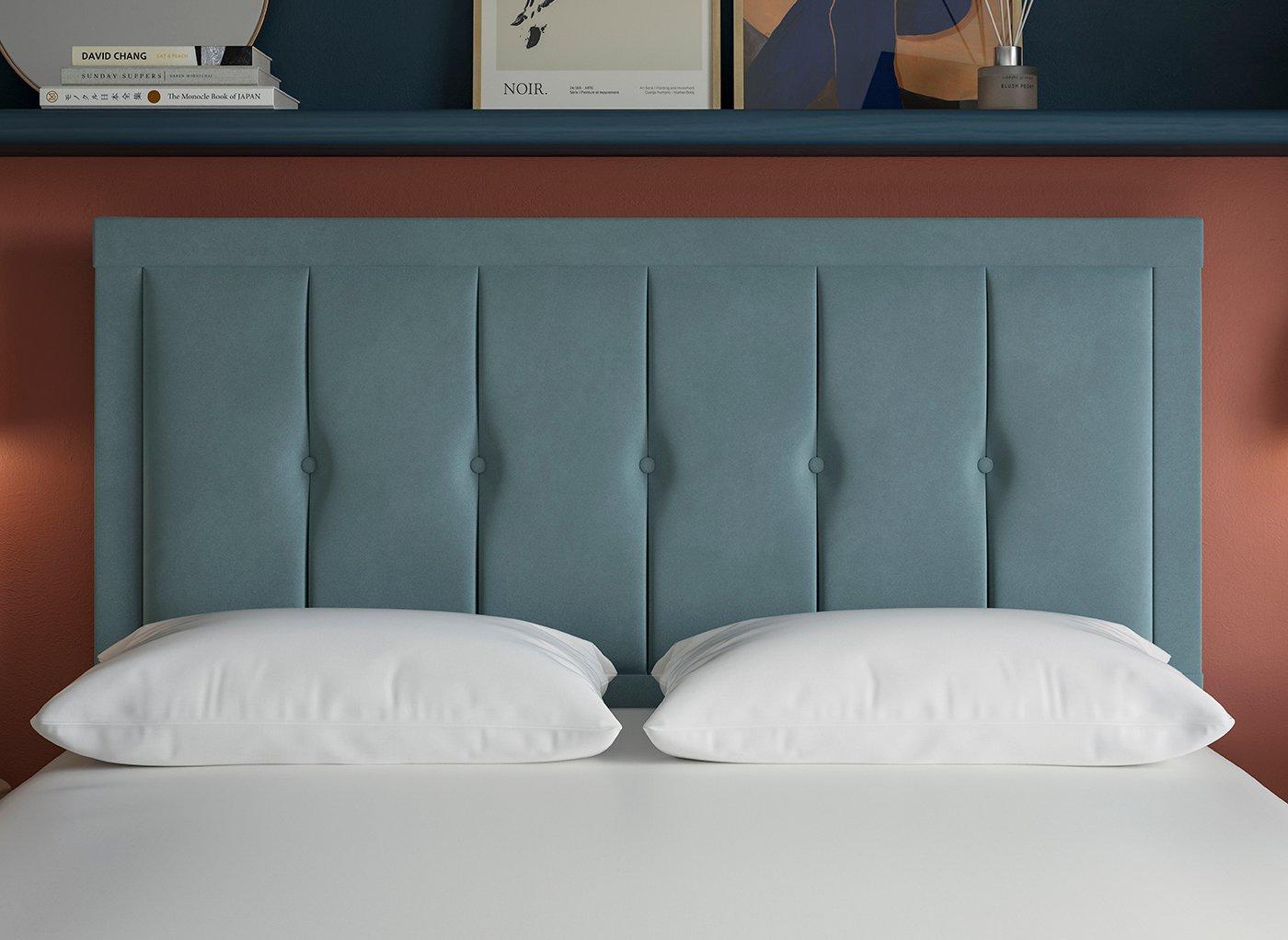 DRE-BED-00225 Grade-B Dreams Dream Team Malham Super King Headboard Full Height Velveteen Aqua RRP £479.00