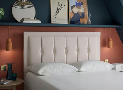 DRE-BED-00227 Grade-B Dreams Dream Team Malham Super King Headboard Strutted Boutique Weave Almond RRP £369.00