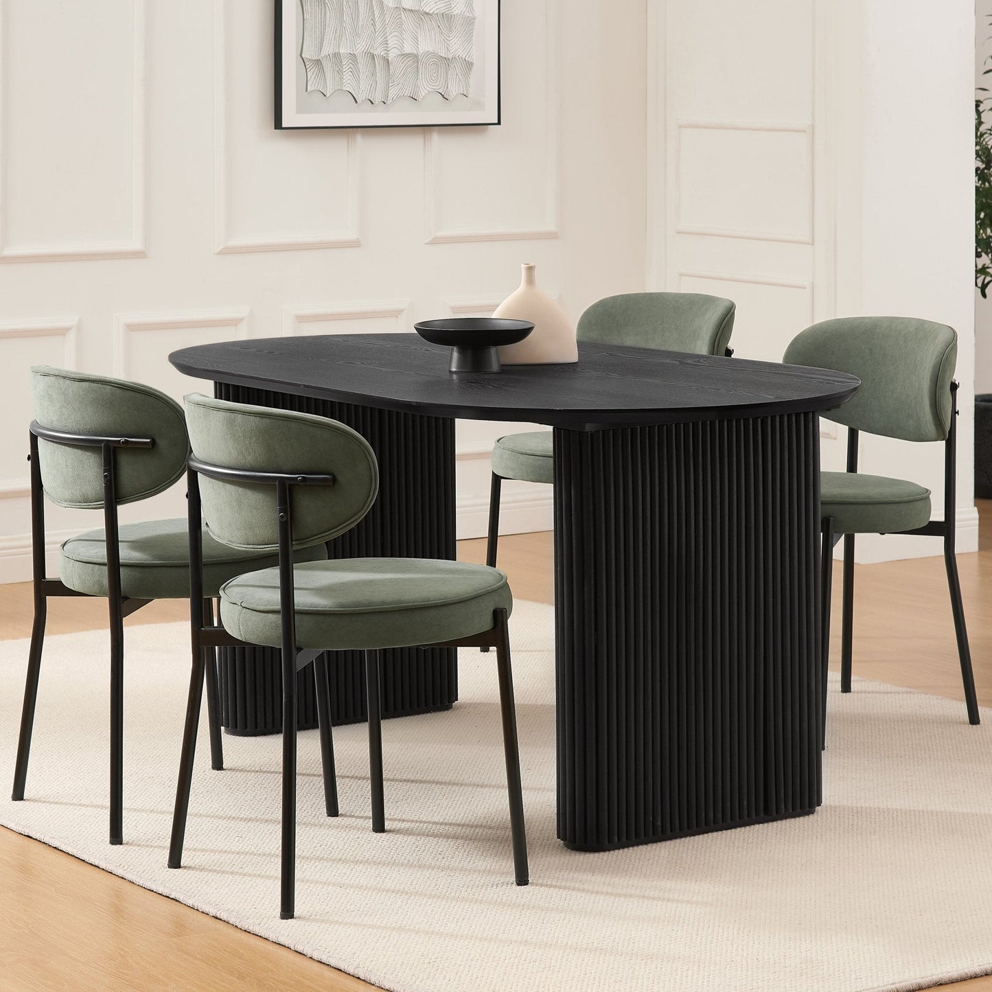 DUS-CC2-00989 Grade-C3 Dusk Hattie Panel Oval 4-6 Seater Dining Table - Black RRP £429.00