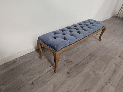 DRE-FUR-00176 Grade-B Dreams Dreams Sienna Beau Bench Blue velvet RRP £499 RRP £499.00