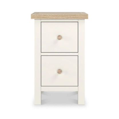 ROS-OUT-00528 Grade-C1 Roseland Furniture Farro Coconut White & Oak Slim Bedside Table RRP £94.95