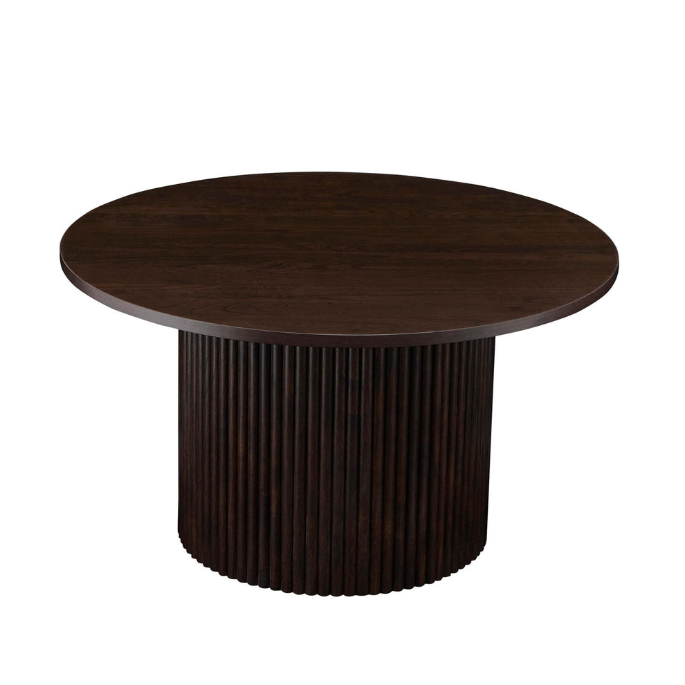 DUS-CC2-04895 Grade-BER Dusk Dusk Hattie Round Pedestal Coffee Table in Walnut RRP £189.00