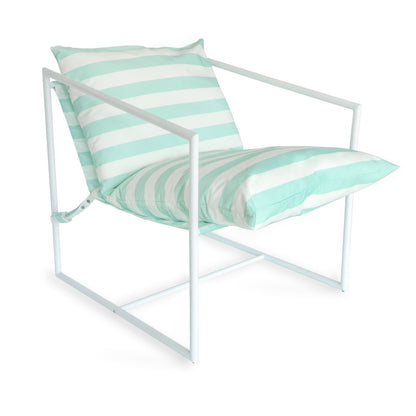 QVC-NEW-00250 Grade-A QVC Garden Stories Sorbet Collection Indoor Outdoor Light Blue Striped Lounge Chair RRP £124.92