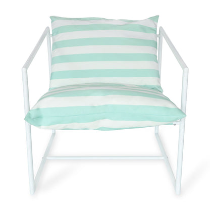 QVC-NEW-00255 Grade-A QVC Garden Stories Sorbet Collection Indoor Outdoor Light Blue Striped Lounge Chair RRP £124.92