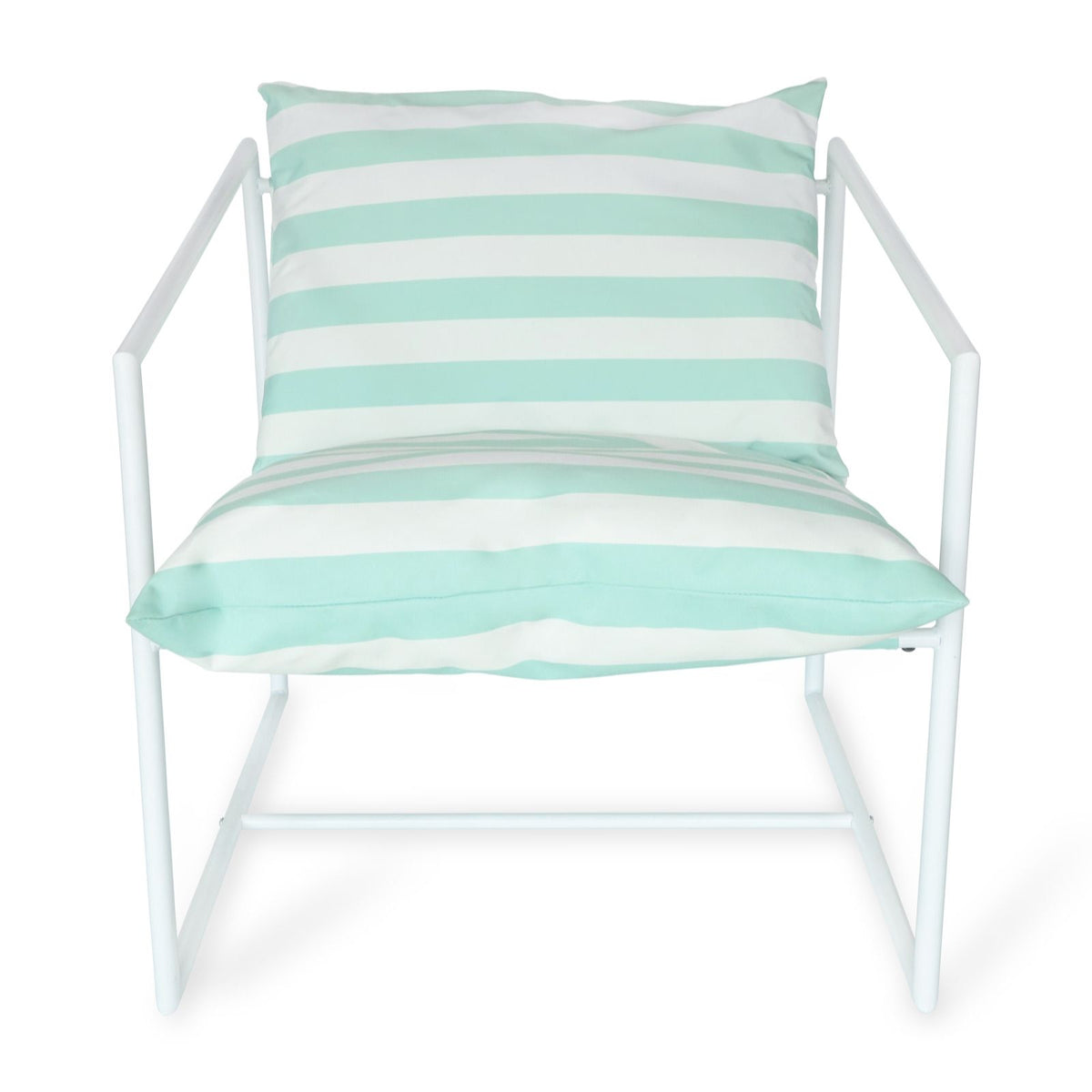 QVC-NEW-00245 Grade-A QVC Garden Stories Sorbet Collection Indoor Outdoor Light Blue Striped Lounge Chair RRP £124.92
