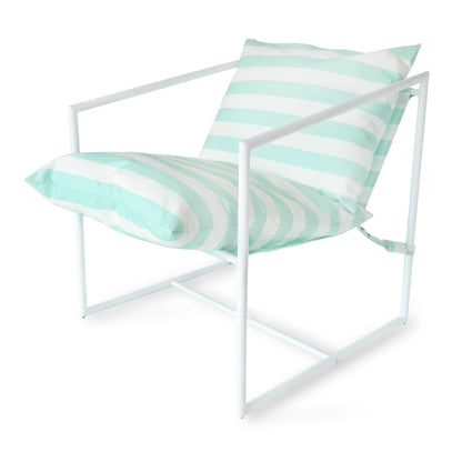 QVC-NEW-00254 Grade-A QVC Garden Stories Sorbet Collection Indoor Outdoor Light Blue Striped Lounge Chair RRP £124.92