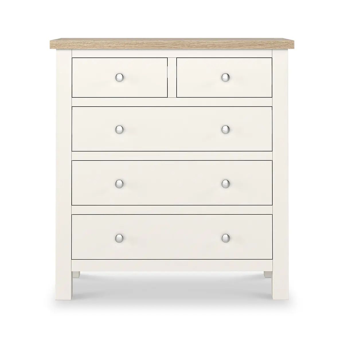 ROS-OUT-00910 Grade-B Roseland Furniture Farro Coconut White & Oak 2 Over 3 Chest Of Drawers RRP £335.00