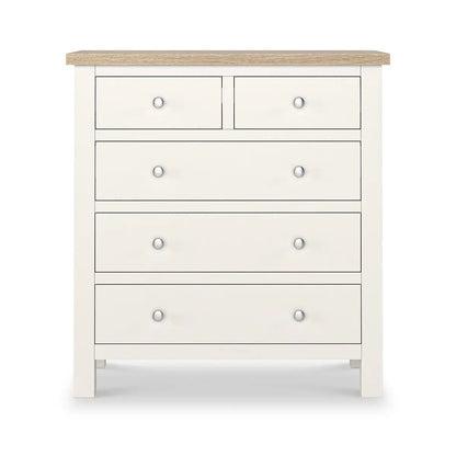 ROS-OUT-00910 Grade-B Roseland Furniture Farro Coconut White & Oak 2 Over 3 Chest Of Drawers RRP £335.00