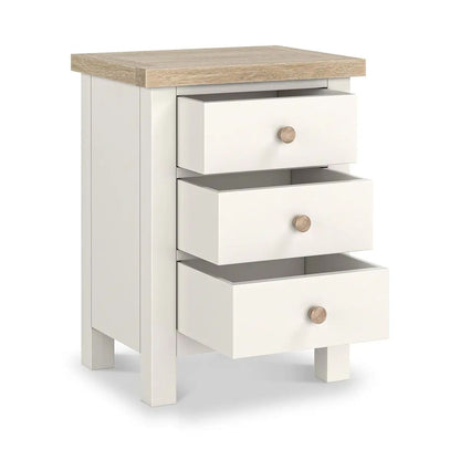 ROS-OUT-01073 Grade-B Roseland Furniture Farro Two Tone 3 Drawer Bedside RRP £109.95