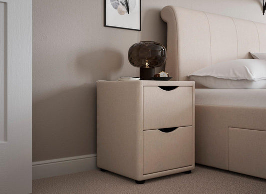 DRE-FUR-00365 Grade-C0 Dreams Lucia/Wilson Bedside Table Upholstered Woven Grey RRP £129.00