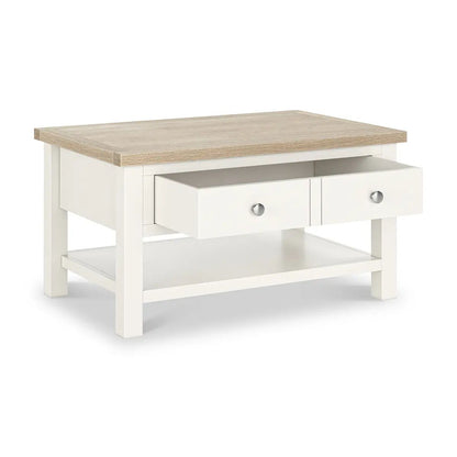 ROS-OUT-00974 Grade-B Roseland Furniture Farro Coconut White & Oak Storage Coffee Table RRP £190.00