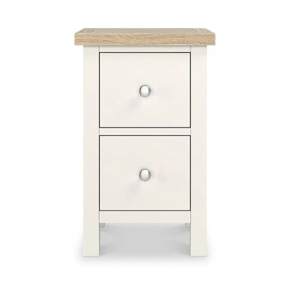 ROS-OUT-00528 Grade-C1 Roseland Furniture Farro Coconut White & Oak Slim Bedside Table RRP £94.95