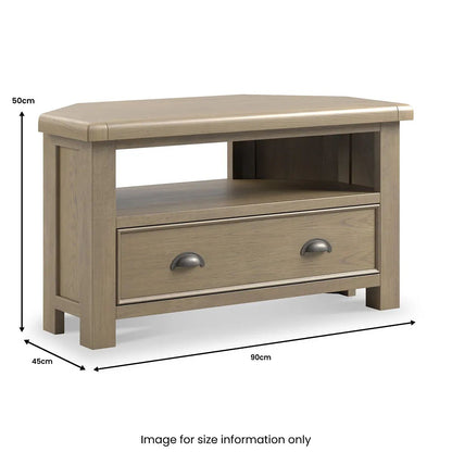 ROS-OUT-00747 Grade-B Roseland Furniture Taunton Smoked Oak 90cm Corner TV Unit RRP £319.00