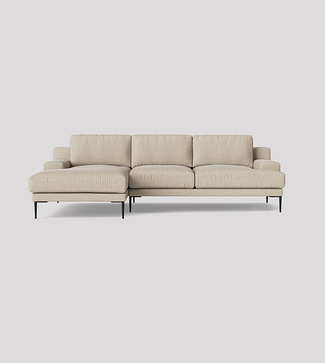 SWO-CC2-01596 Grade-BER Swoon Almera Left-Hand Corner Sofa in Antique Linen with Black Legs RRP £2899.00