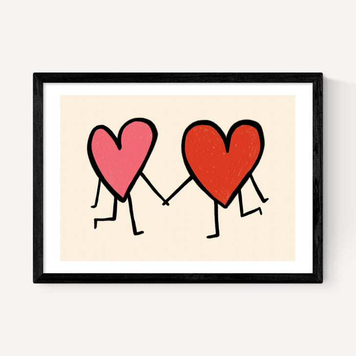 EAS-CCG-00062 Grade-C0 East End Prints East End Prints Heart Holding Hands 40x50 Black Framed Art Print RRP £85.00