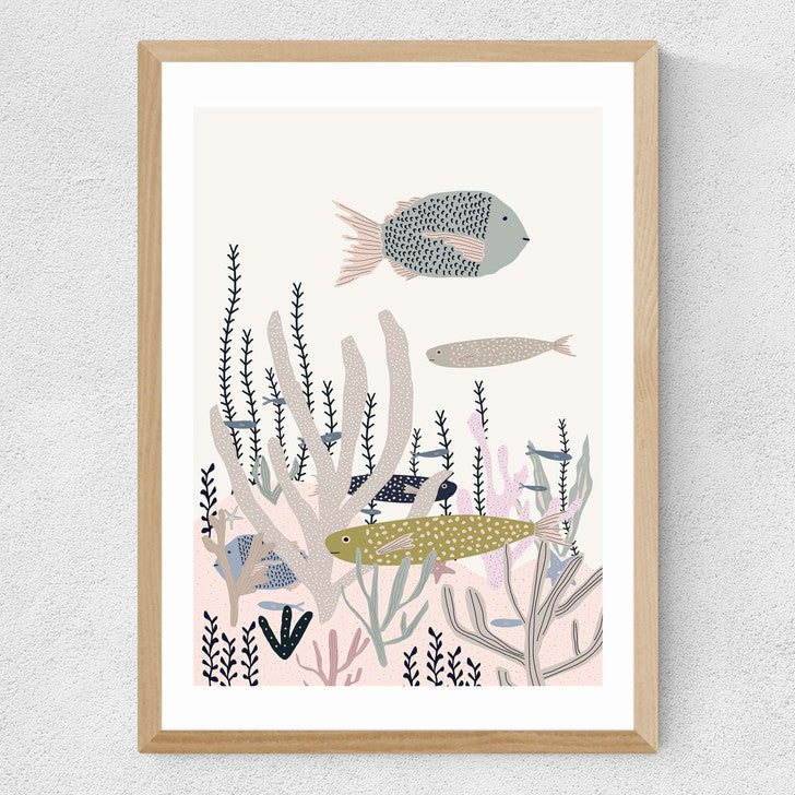 EAS-CCG-00048 Grade-C0 East End Prints Life Under the Sea by Ani Vidotto 30x40 White Framed Art Print RRP £60.00