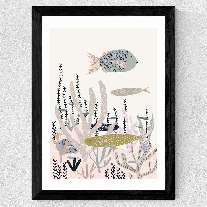 EAS-CCG-00048 Grade-C0 East End Prints Life Under the Sea by Ani Vidotto 30x40 White Framed Art Print RRP £60.00