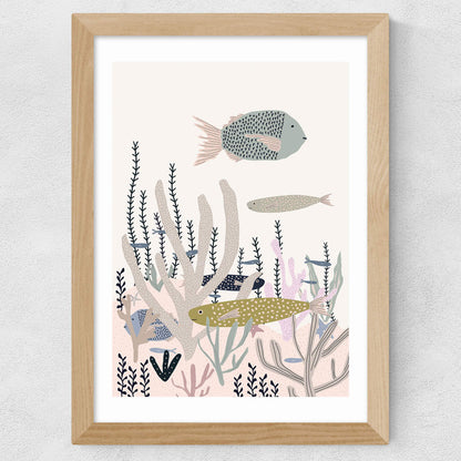 EAS-CCG-00048 Grade-C0 East End Prints Life Under the Sea by Ani Vidotto 30x40 White Framed Art Print RRP £60.00