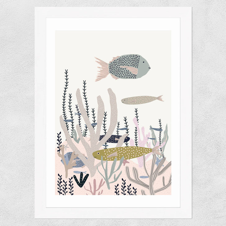 EAS-CCG-00048 Grade-C0 East End Prints Life Under the Sea by Ani Vidotto 30x40 White Framed Art Print RRP £60.00