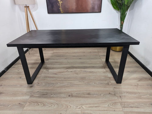 Dusk Harper Chevron 6-8 Seater Dining Table - Black (ref DUS-APM-19816) RRP £449