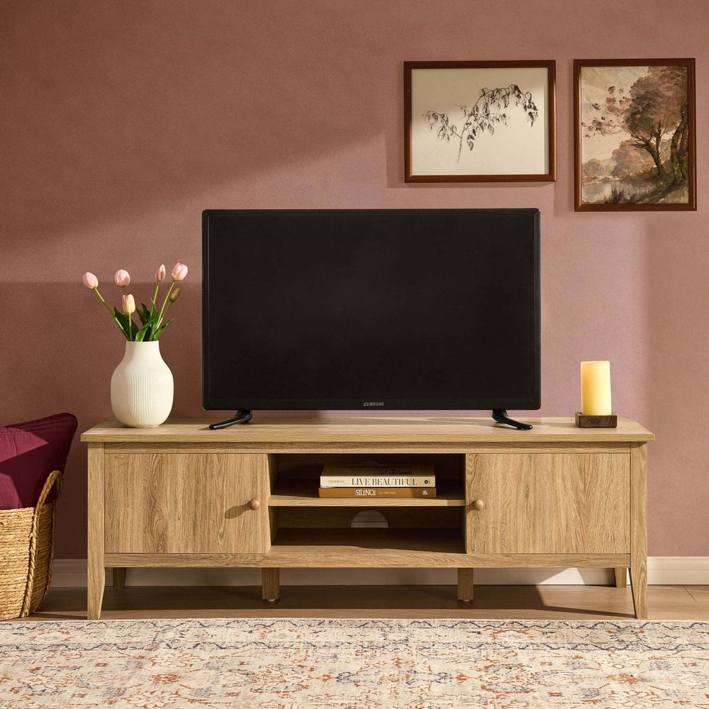 DUS-AUC-03558 Grade-C1 Dusk Nell Tv Unit for TVs up to 60" - Light Wood RRP £149.00