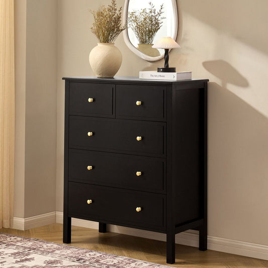 DUS-AUC-03660 Grade-C1 Dusk Carolina 5 Drawer Chest - Black RRP £209.00