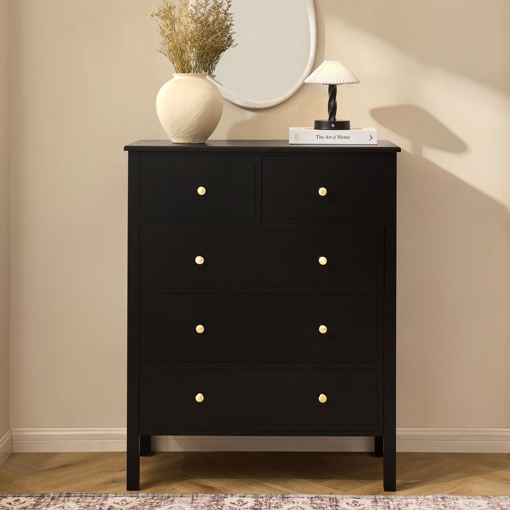 DUS-AUC-03660 Grade-C1 Dusk Carolina 5 Drawer Chest - Black RRP £209.00