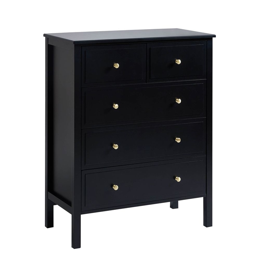 DUS-AUC-03660 Grade-C1 Dusk Carolina 5 Drawer Chest - Black RRP £209.00