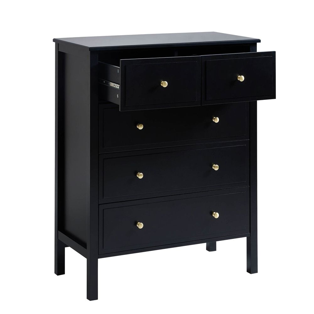 DUS-AUC-03660 Grade-C1 Dusk Carolina 5 Drawer Chest - Black RRP £209.00