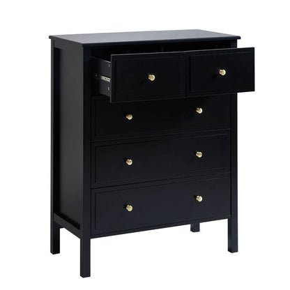 DUS-AUC-03660 Grade-C1 Dusk Carolina 5 Drawer Chest - Black RRP £209.00