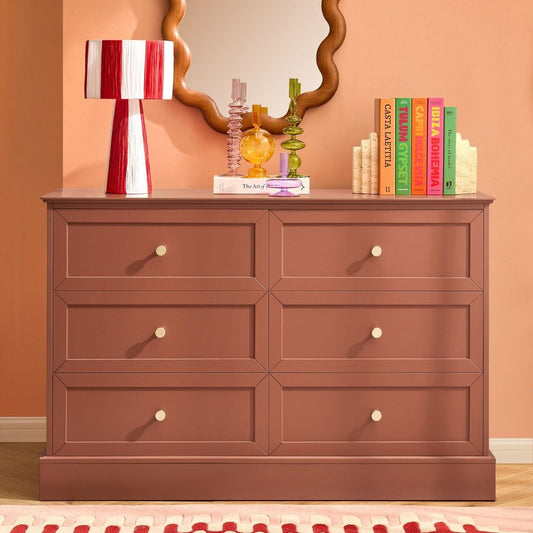 DUS-CC2-02849 Grade-C1 Dusk Ruby 6 Drawer Chest - Terracotta RRP £239.00