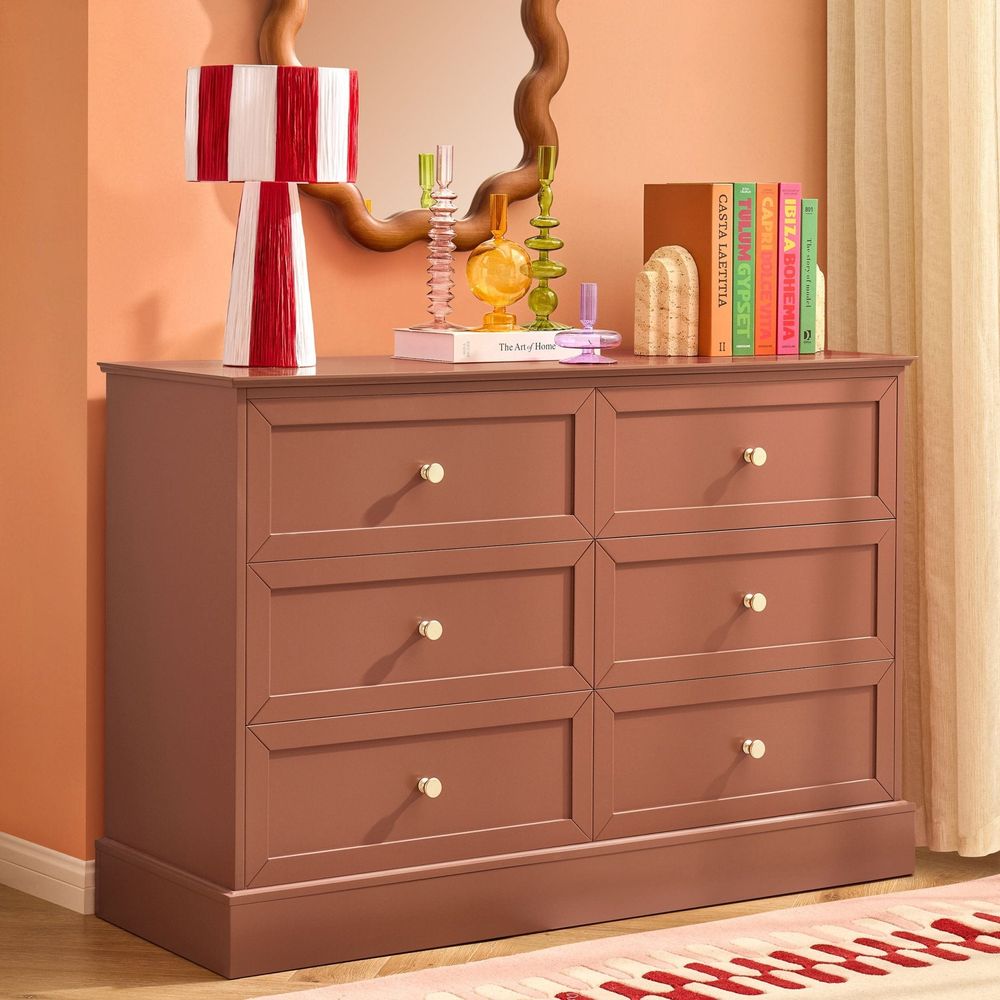 DUS-CC2-02849 Grade-C1 Dusk Ruby 6 Drawer Chest - Terracotta RRP £239.00