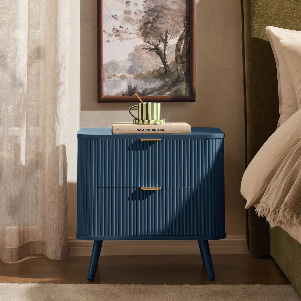 DUS-CC2-04068 Grade-B Dusk Hattie 2 Drawer Bedside Table - Teal RRP £139.00