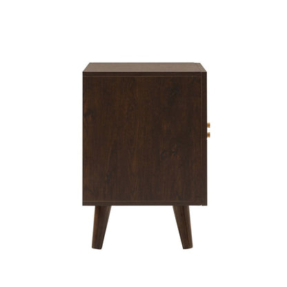 DUS-CC2-04108 Grade-B Dusk Raven Rattan 2 Drawer Bedside Table - Walnut RRP £119.00
