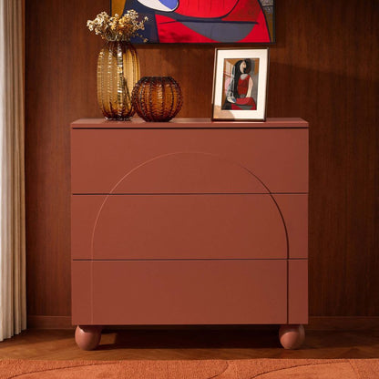 DUS-CC2-04389 Grade-C1 Dusk Rachel Arch Front 3 Drawer Chest - Terracotta RRP £149.00