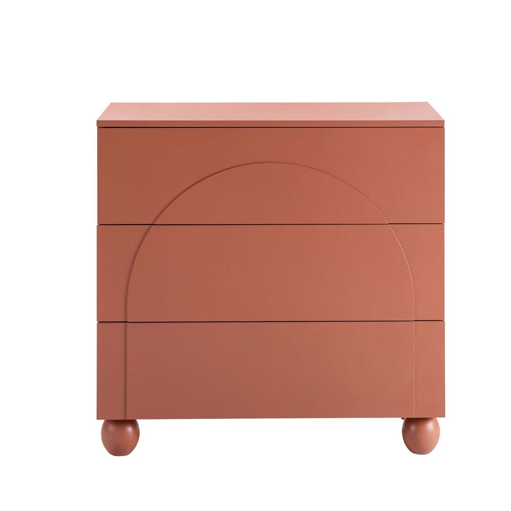 DUS-CC2-04389 Grade-C1 Dusk Rachel Arch Front 3 Drawer Chest - Terracotta RRP £149.00