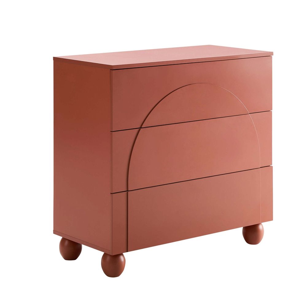 DUS-CC2-04389 Grade-C1 Dusk Rachel Arch Front 3 Drawer Chest - Terracotta RRP £149.00