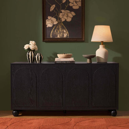 DUS-CC2-04391 Grade-B Dusk Rachel Arch Front 4 Door Sideboard - Black RRP £229.00