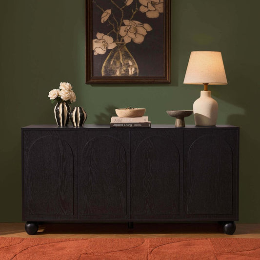 DUS-CC2-04391 Grade-B Dusk Rachel Arch Front 4 Door Sideboard - Black RRP £229.00