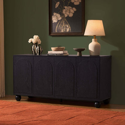 DUS-CC2-04391 Grade-B Dusk Rachel Arch Front 4 Door Sideboard - Black RRP £229.00