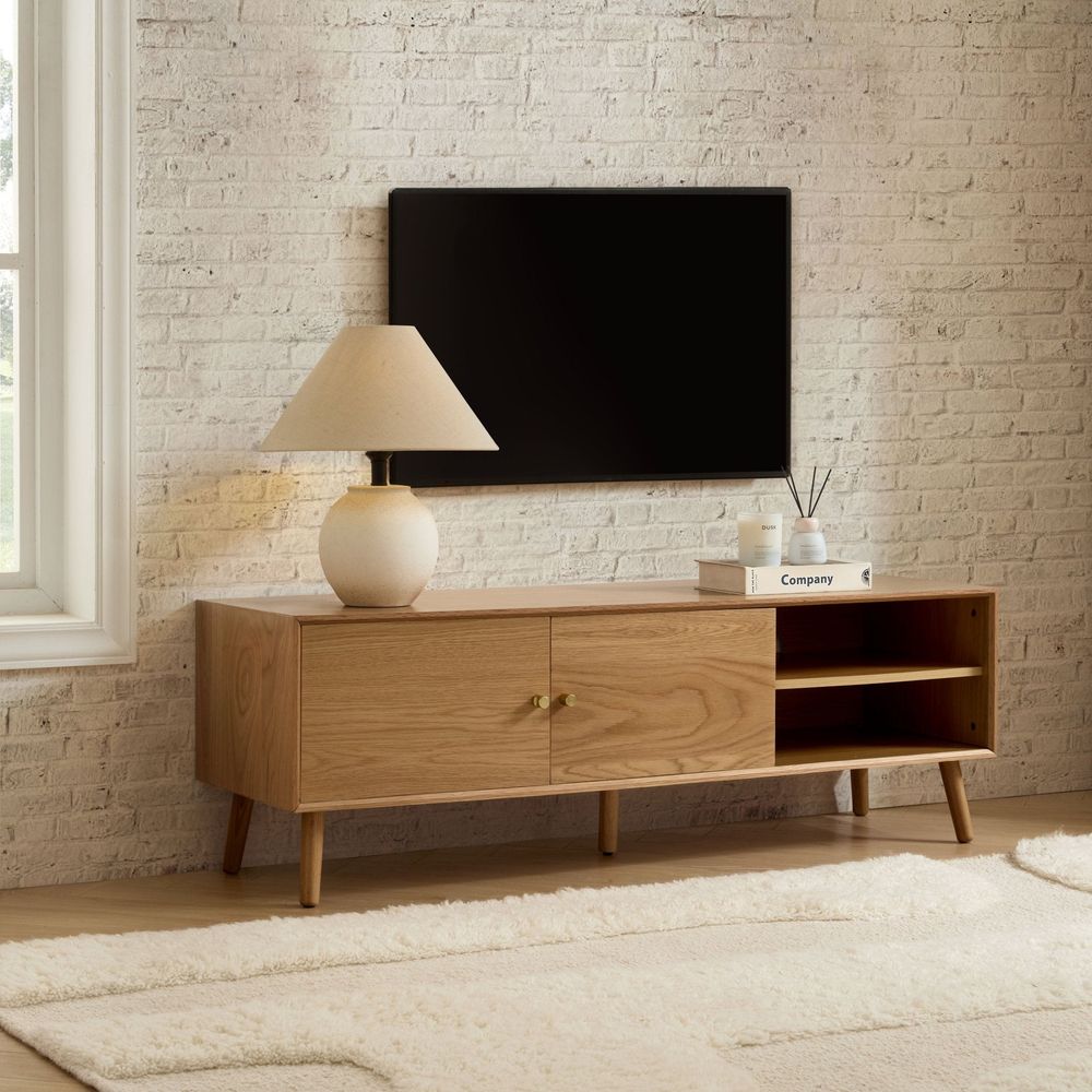 DUS-CC2-04899 Grade-B Dusk Heidi Tv Unit - Light Wood RRP £237.00