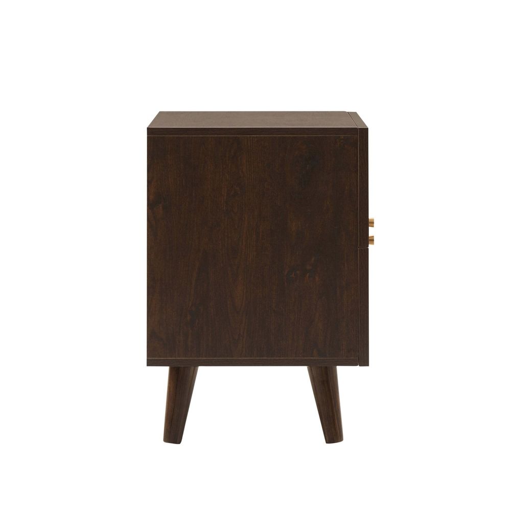 DUS-CC2-04925 Grade-C3 Dusk Raven Rattan 2 Drawer Bedside Table - Walnut RRP £119.00