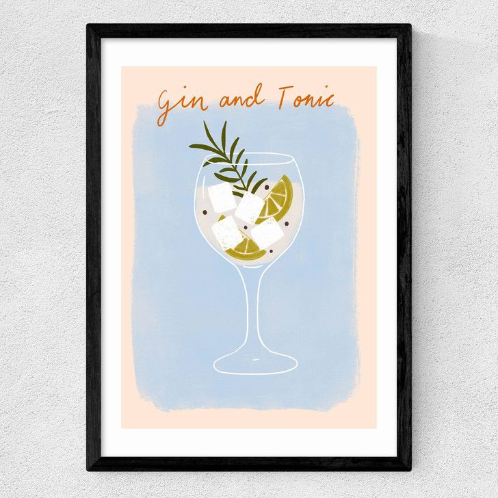 EAS-CCG-00033 Grade-C0 East End Prints East End Prints Gin And Tonic by Emmy Lupin Studio 40x50 White Framed Art Print RRP £85.00