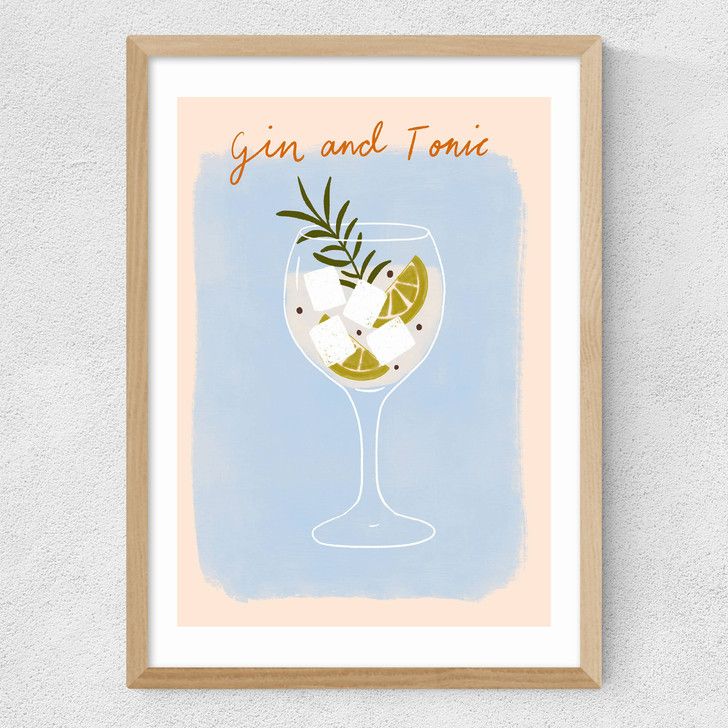 EAS-CCG-00033 Grade-C0 East End Prints East End Prints Gin And Tonic by Emmy Lupin Studio 40x50 White Framed Art Print RRP £85.00