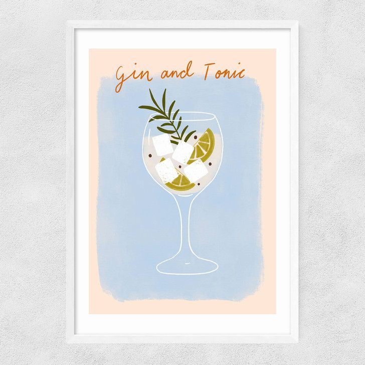 EAS-CCG-00033 Grade-C0 East End Prints East End Prints Gin And Tonic by Emmy Lupin Studio 40x50 White Framed Art Print RRP £85.00